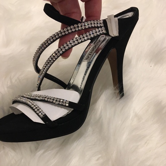 Lasonia High Heels Black w/Rhinestone - Picture 2 of 14
